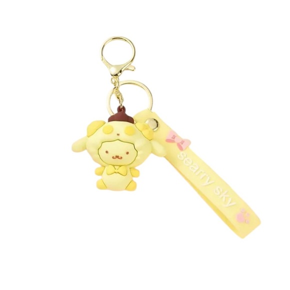 Pompompurin Sanrio Yellow 3D Keychain Bag Charm Accessory Wristlet - Picture 1 of 1